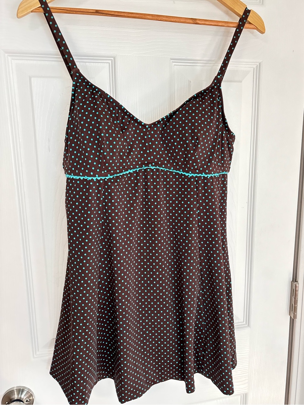 Le Cove polka dot one piece swim dress, size 14